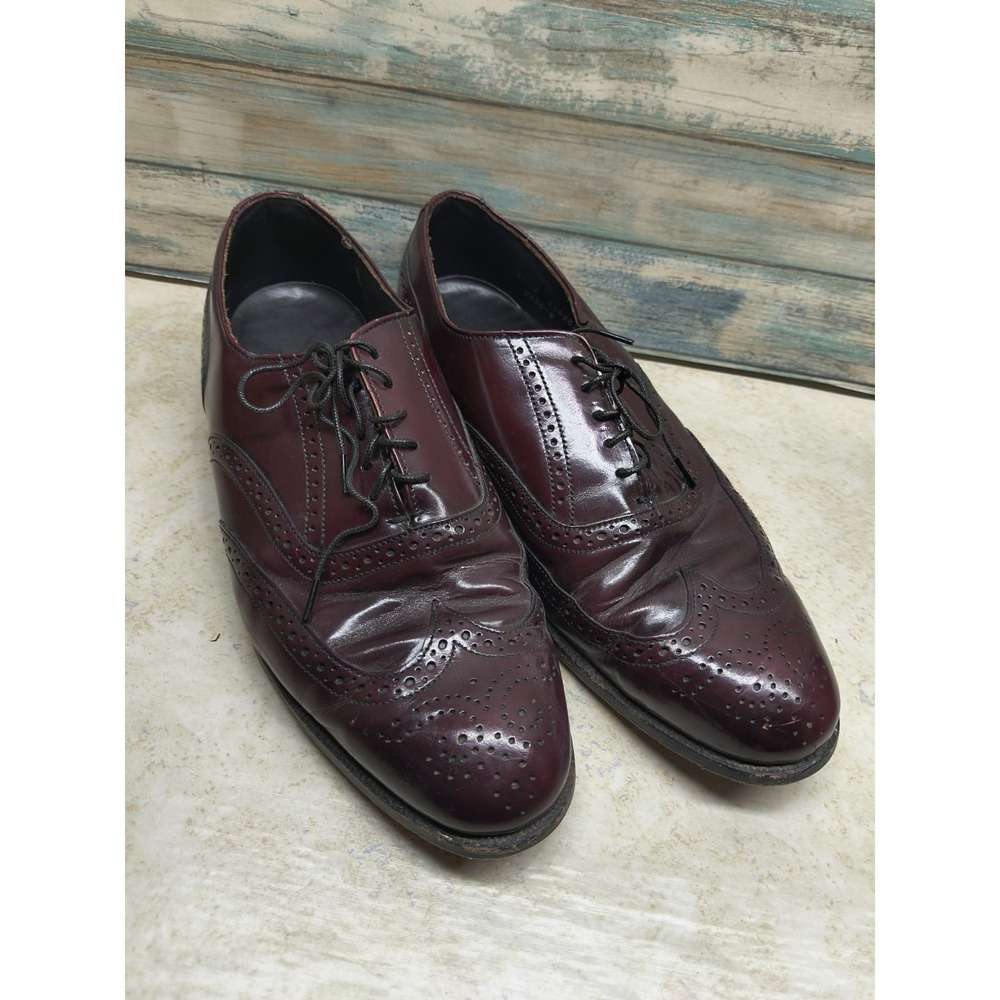 Vintage Dexter Shoes Men's 9.5 M Wingtip Oxford Leather Brogue USA Made Burgundy